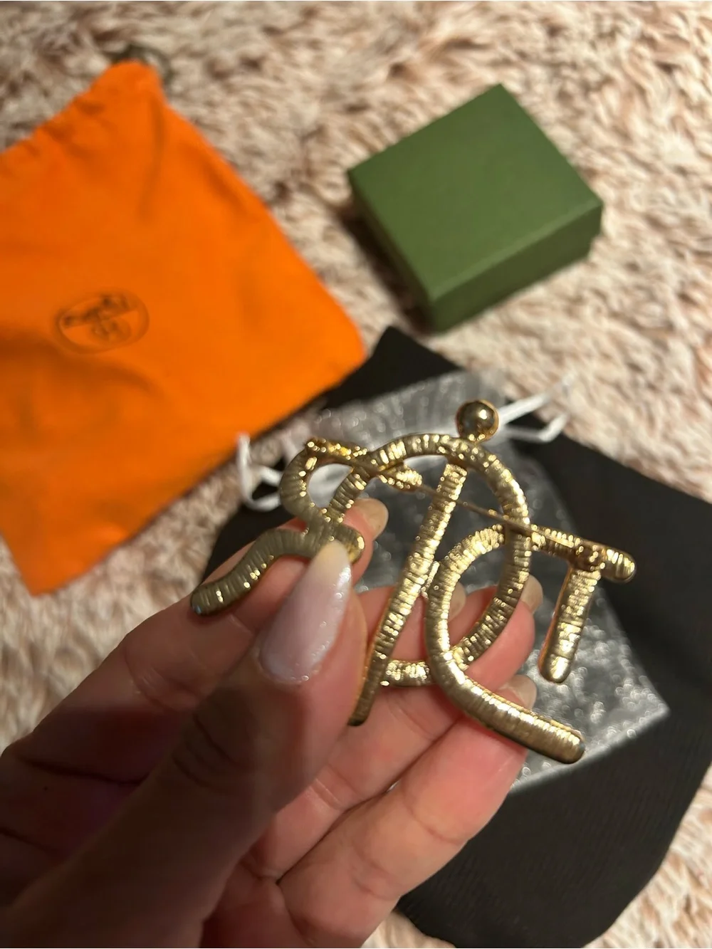 Gold Monogram D Pin Brooch - new